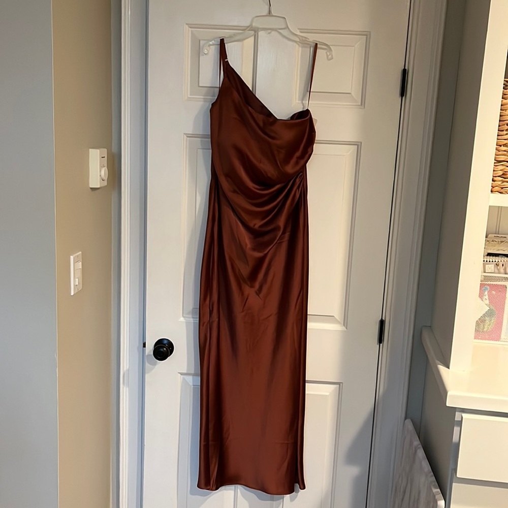 Brand new gorgeous copper satin dress!